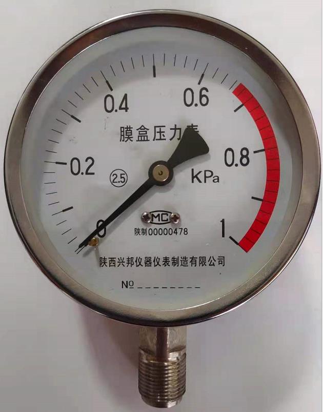 膜盒壓力表，YE-60/10/150,2.5級，-100KPA-100KPA